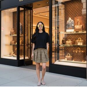 Chic Gold and Black A-Line Skirt⭐️⭐️